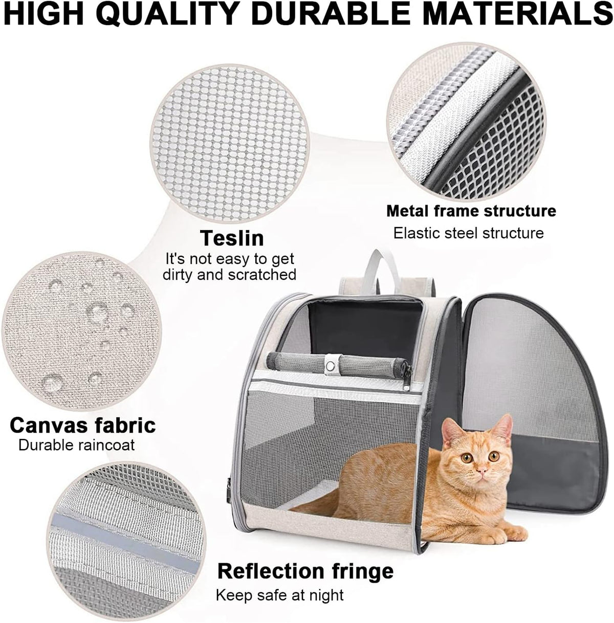 Large Cat Carrier Backpack, Pet Backpack Carrier for Small Dog Up to 16 Pounds, Breathable Vented Design Backpack for Travelling and Hiking Outdoor, White… - PuriLite