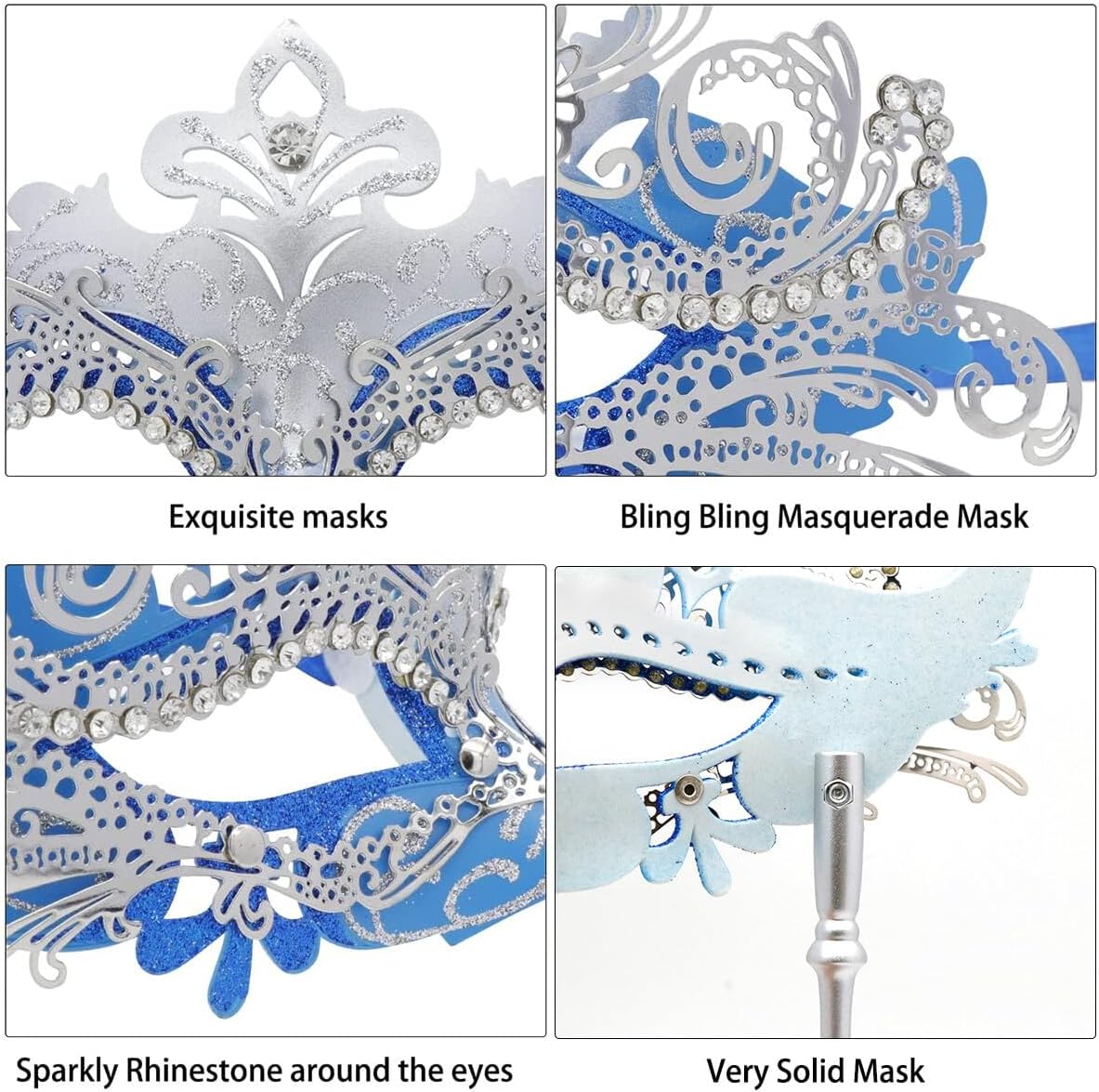 Coddsmz Masquerade Mask with Stick Venetian Mask Mardi Gras Decorations for Womens Halloween Costume Mask - PuriLite