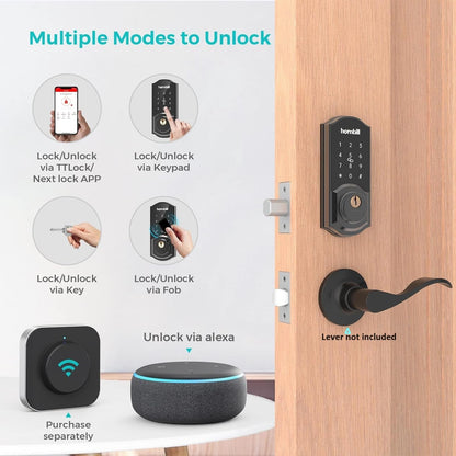 Keyless Entry Door Lock Deadbolt, Hornbill Smart Lock Front Door, Electronic Door Locks with Keypads, Digital Auto Lock Bluetooth Smart Door Locks for Homes Bedroom - PuriLite