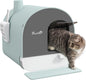 PawHut Large Cat Litter Box with Lid, Enclosed Kitty Litter Box with Slide-Out Tray, Scoop, Filter, Green - PuriLite