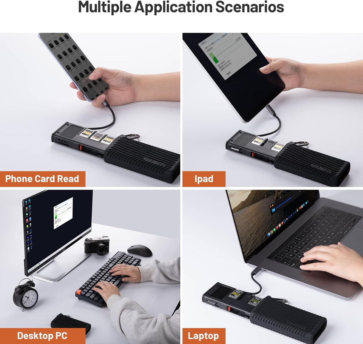 PGYTECH Createmate CFexpress Type B Card Reader 12 in 1 Card Case USB3.2 Gen 2 10Gbps SD Card Reader for Photographers (Black, CFexpress-A) - PuriLite
