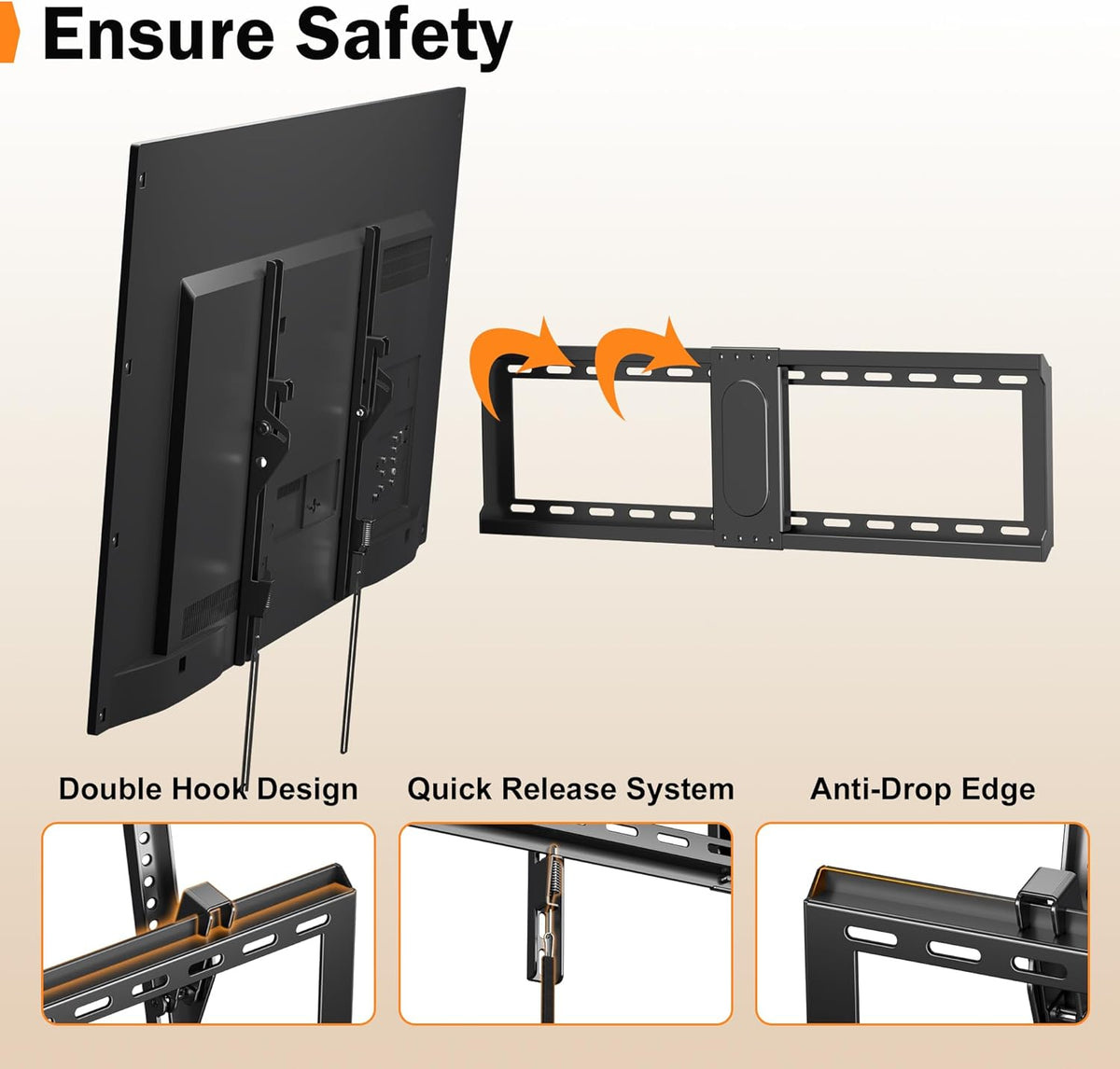 XINLEI Universal Tilt TV Wall Mount for Most 37-75 Inch TV, Fit 16", 18", 24" Stud Low Profile Wall Mount TV Bracket with Quick Release Lock, Holds up to 132 lbs, Max VESA 600 x 400mm MT5083 - PuriLite
