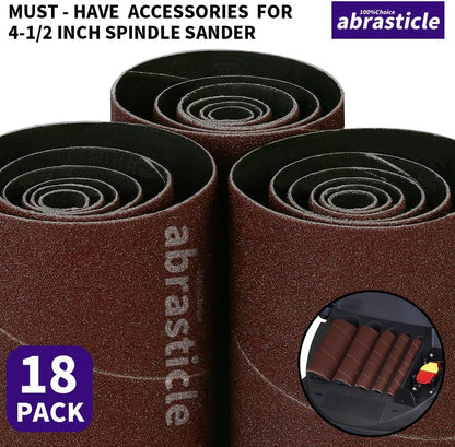 18 Pack Spindle Sander Sleeves, Sanding Sleeves for Oscillating Sander, 80 150 240 Assorted Grit Sandpaper, 4-1/2" Length, 1/2",3/4",1",1-1/2", 2", 3" Diameter - PuriLite