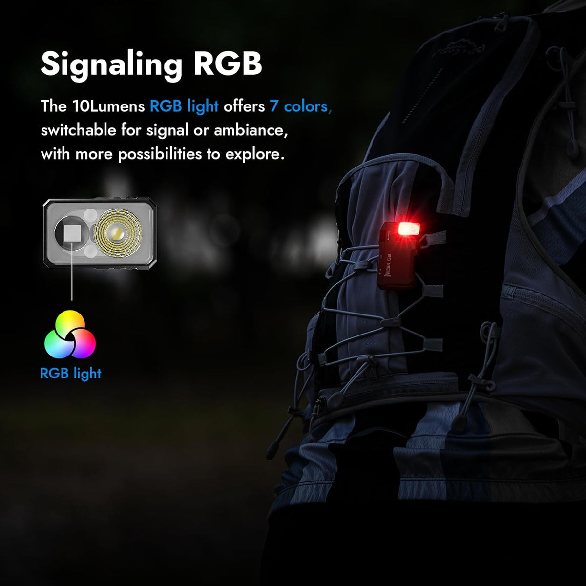 G5 Rechargeable EDC Flashlight – 400 Lumens Dual Light Mini Pocket Flashlight with RGB, Magnetic Keychain, Rotatable Head, USB-C (Black) - PuriLite