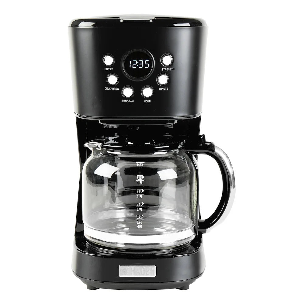 Haden Heritage 12-Cup Programmable Coffee Maker -Black and Chrome - PuriLite