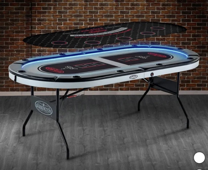 Barrington 10-player Poker Table with LED Lights - PuriLite