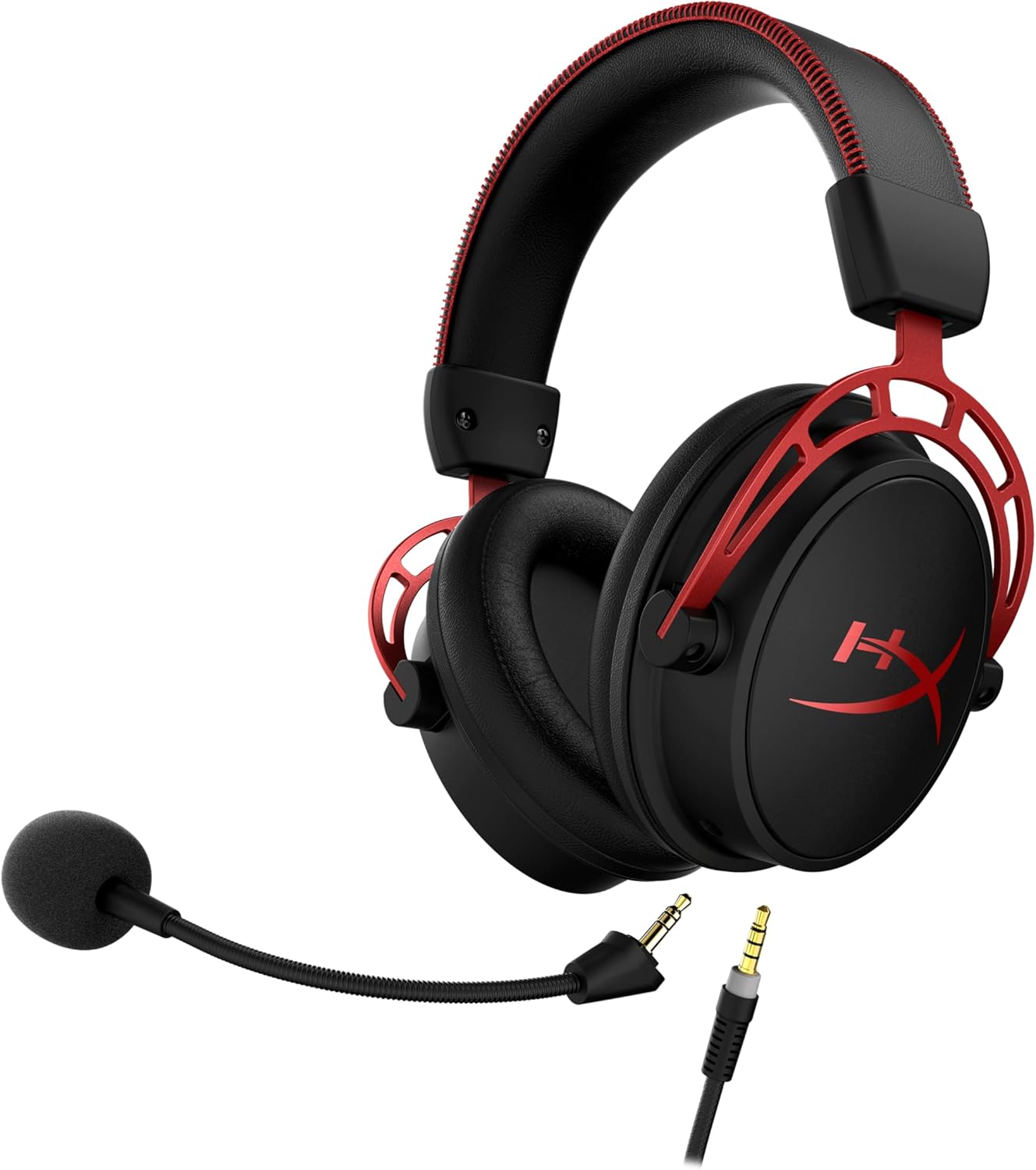 HyperX Cloud Alpha - Gaming Headset, Dual Chamber Drivers, Legendary Comfort, Aluminum Frame, Detachable Microphone, Works on PC, PS4, PS5, Xbox One/ Series X|S, Nintendo Switch and Mobile – Red - PuriLite