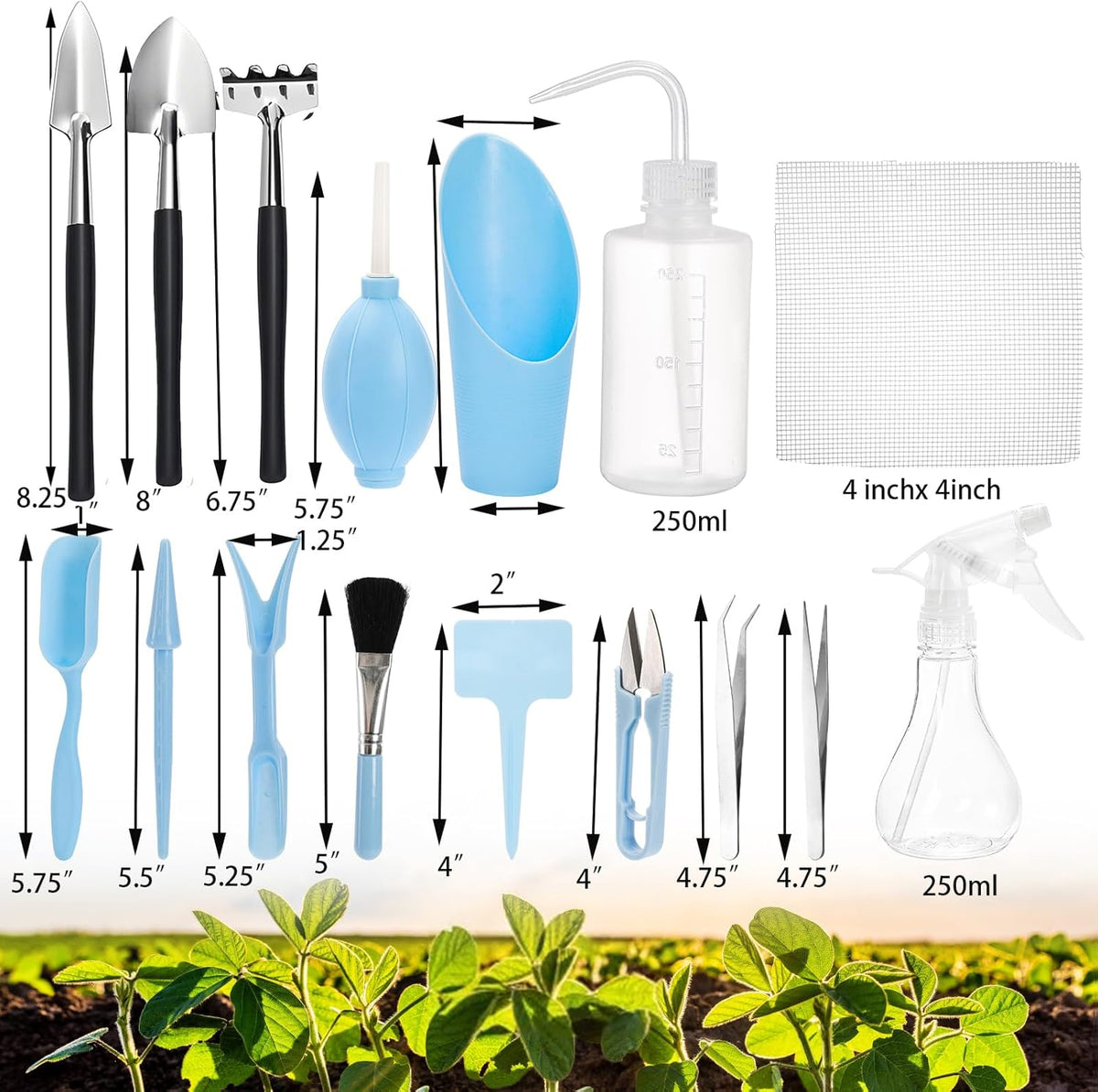 TOPZEA 23 Pack Succulent Tool Set, 2 Pack 39.4" Plant Repotting Mat Indoor Transplanting Tool Supplies Miniature Bonsai Hand Tool Kit with Plant Potting Mat, Garden Mini Gardening Tools for Plant Care - PuriLite