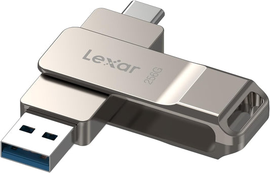 Lexar D40E 256GB Dual Drive USB 3.2 Gen 1 Type-C™ Jump Drive, USB-C Flash Drive Metal Housing Swivel Design Thumb Drive - PuriLite