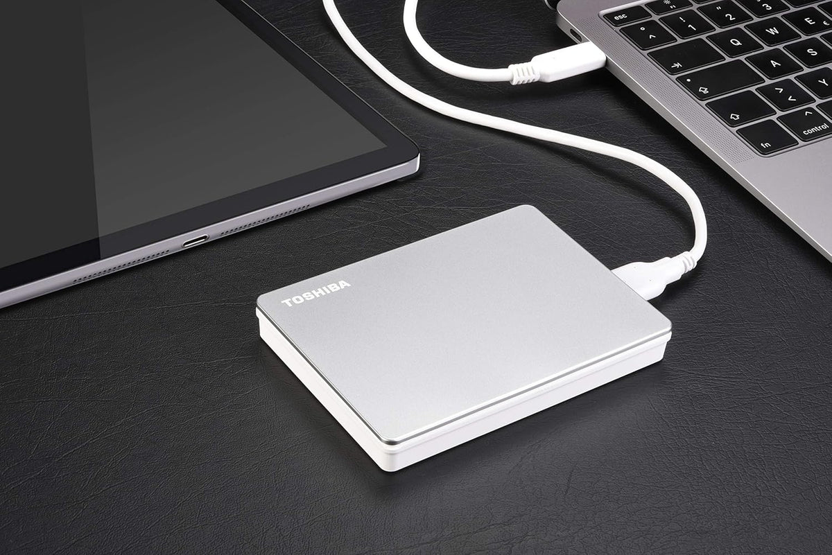 Toshiba Canvio Flex 2TB Portable External Hard Drive USB- C USB 3.0, Silver for PC, Mac, & Tablet - HDTX120XSCAA - PuriLite