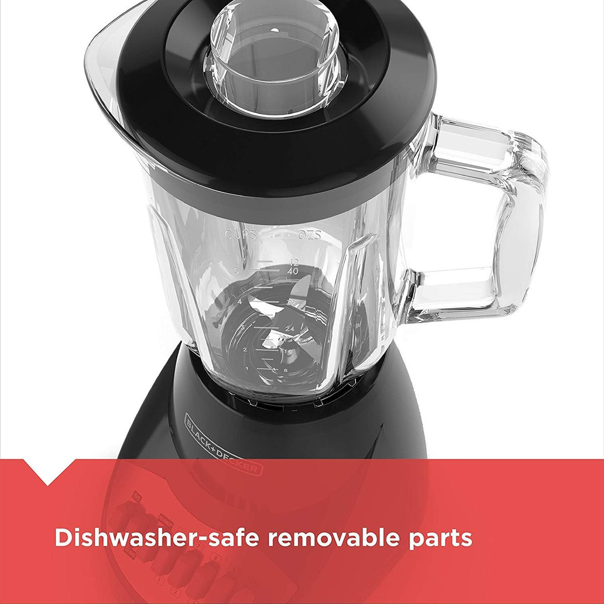 BLACK+DECKER Countertop Blender with 5-Cup Glass Jar, 10-Speed Settings, Black, BL2010BG - PuriLite
