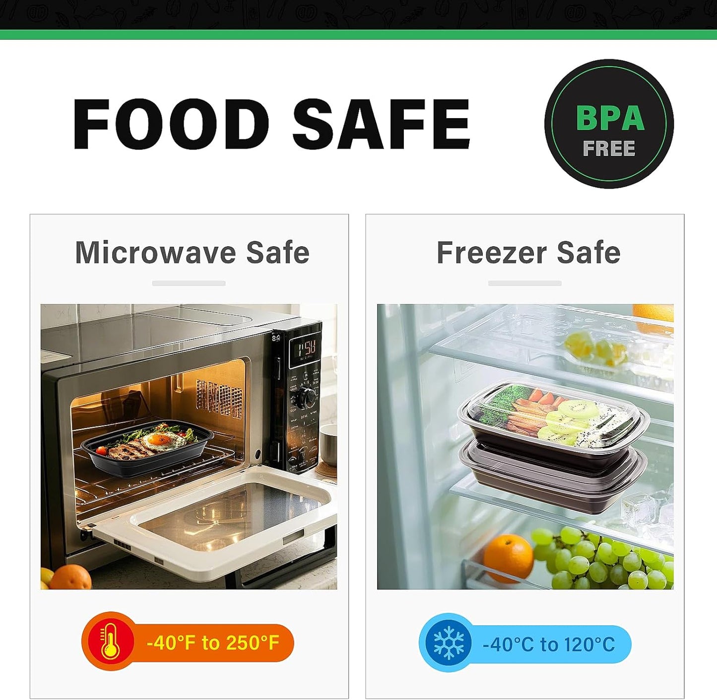 50 Pack 32 oz Meal Prep Containers with Lids, Reusable Leakproof & Food Safe Food Storage Containers, Microwave, Freezer, Dishwasher Safe Food Prep Containers, To Go Take Out Plastic Food Storage - PuriLite