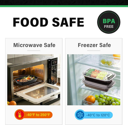 50 Pack 32 oz Meal Prep Containers with Lids, Reusable Leakproof & Food Safe Food Storage Containers, Microwave, Freezer, Dishwasher Safe Food Prep Containers, To Go Take Out Plastic Food Storage - PuriLite