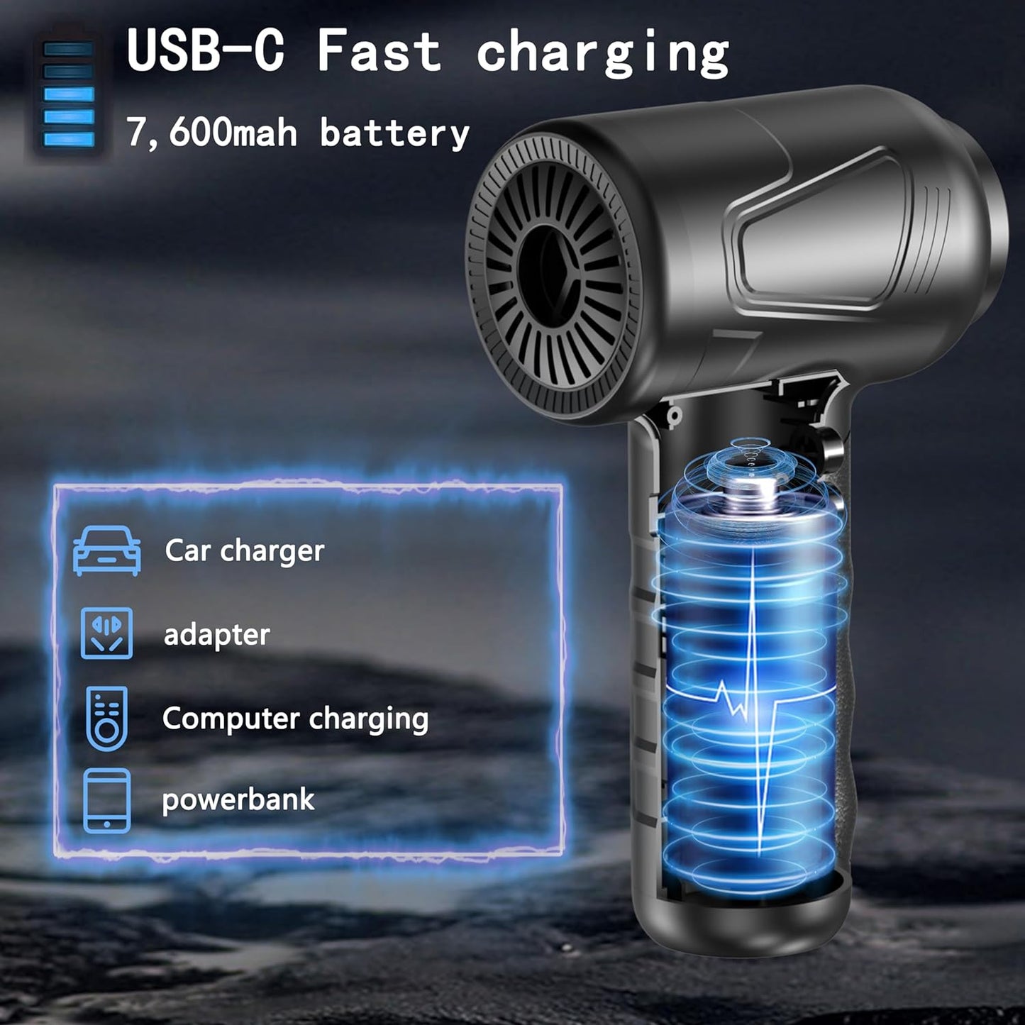 Compressed air Duster, Electric air Duster，Keyboard Cleaner for Office - no Canned air Duster - Reusable - Good Replacement for Compressed Air Can - Cordless Air Duster 7500mAh (‎GG09) - PuriLite