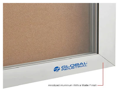 Global Industrial™ Enclosed Cork Bulletin Board with Sliding Doors, 72"W x 48"H - PuriLite