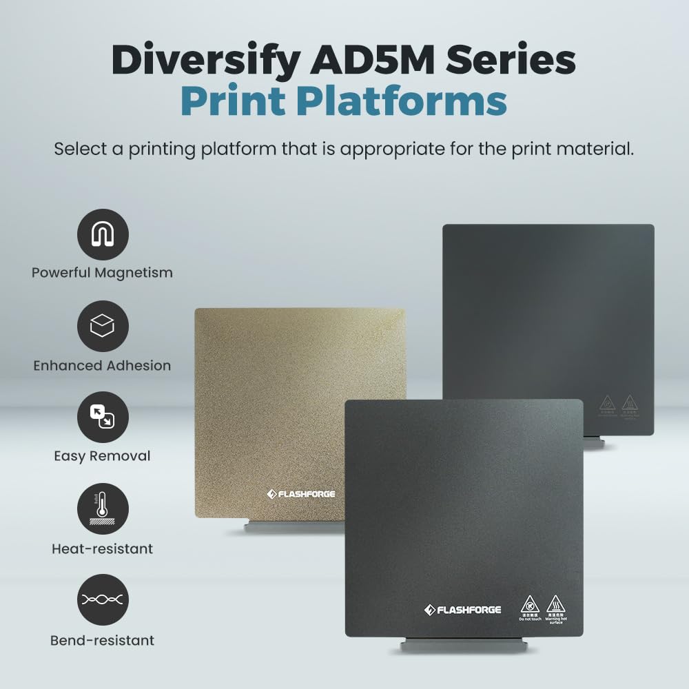 FLASHFORGE Adventurer 5M 3D Printer PEI Painting Sheet, Original Magnetic Flexible Dual-Texture PEI Coating Plate for PLA/PETG/TPU/PLA-CF/PETG-CF Printing - PuriLite