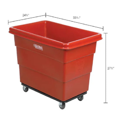 Global Industrial™ Plastic Bulk Box Truck, 8 Bushel, Steel Chassis Base, Red - PuriLite