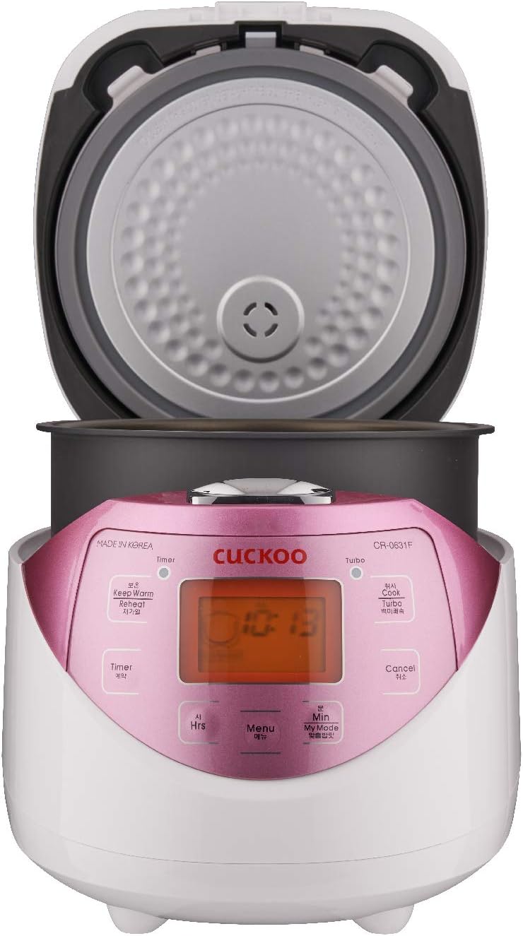 Cuckoo CR-0631F Rice Cooker 6 Cups Uncooked (3 Liters / 3.2 Quarts) Pink - PuriLite
