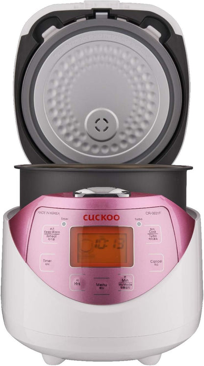 Cuckoo CR-0631F Rice Cooker 6 Cups Uncooked (3 Liters / 3.2 Quarts) Pink - PuriLite