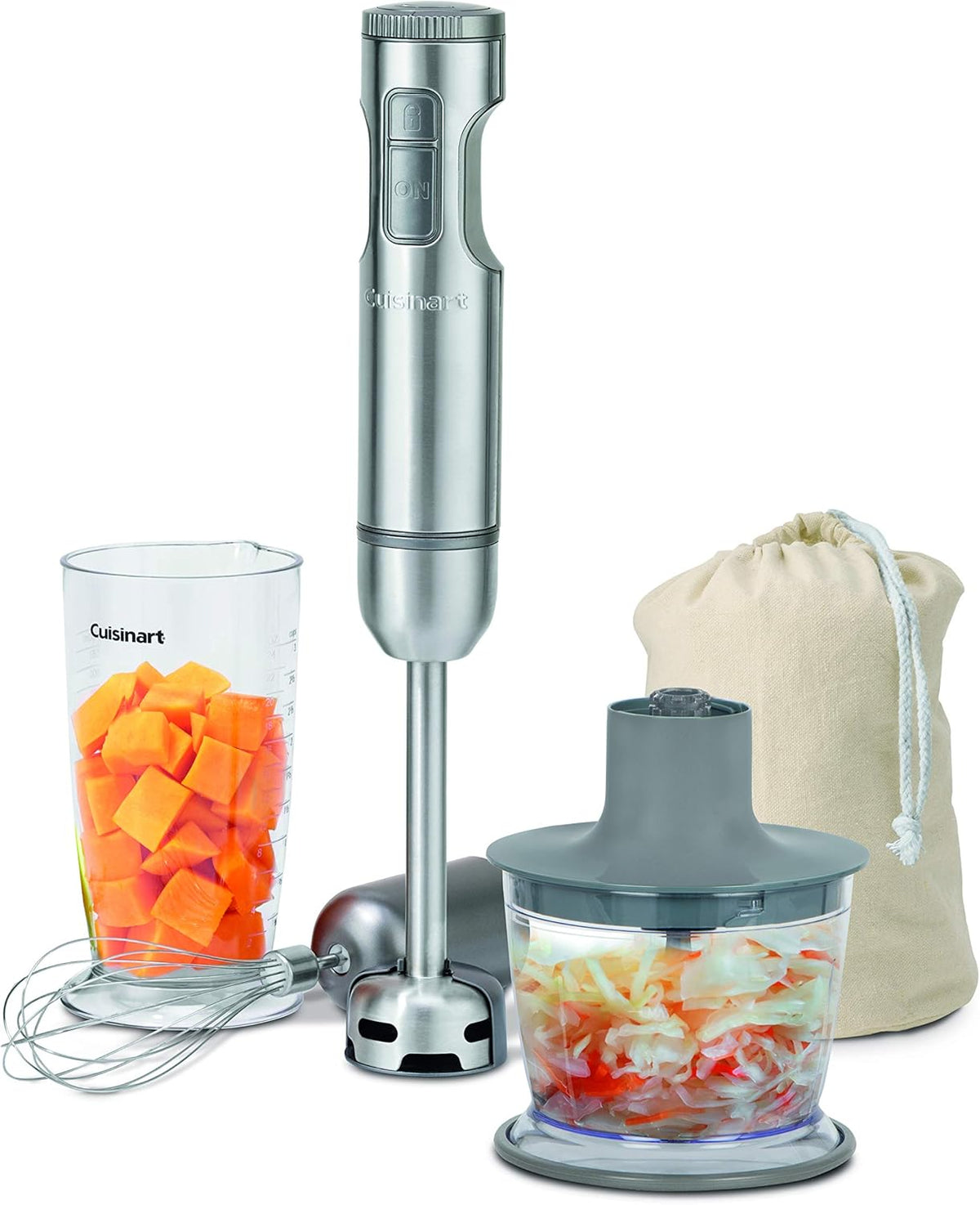 Cuisinart Smart Stick Hand Blender, Variable Speed, includes Chopper, Measuring Beaker and Whisk, 300W (CSB-87C) - PuriLite