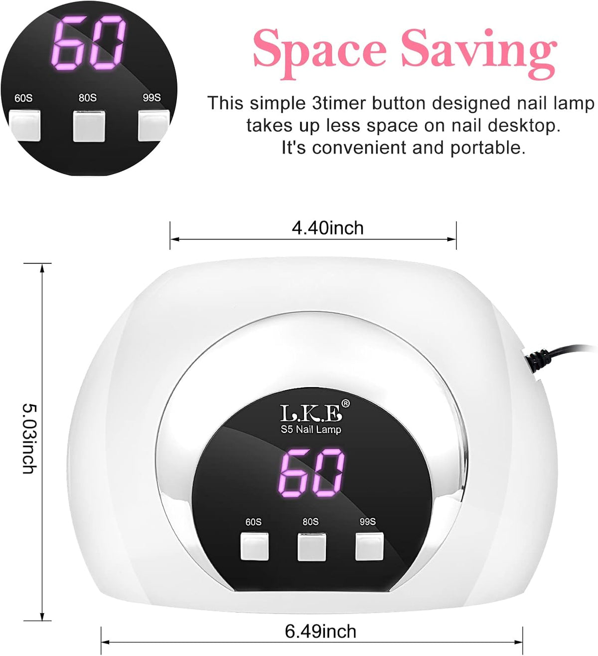 Wisdompark UV LED Nail Lamp, 54W UV Light for Gel Nails with Automatic Sensor/3 Timer Setting Professional Nail Dryer Gel Polish Curing Lamp Nail Art Tools (White) - PuriLite