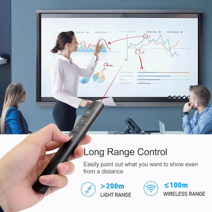JNGKE Presentation Clicker, Hyperlink Volume Control Wireless Presenter Remote Control, 50M Long Contol Range Slideshow PowerPoint Clicker for PPT/Keynote/Classroom/Mac/Windows/Linux/Google Slide - PuriLite