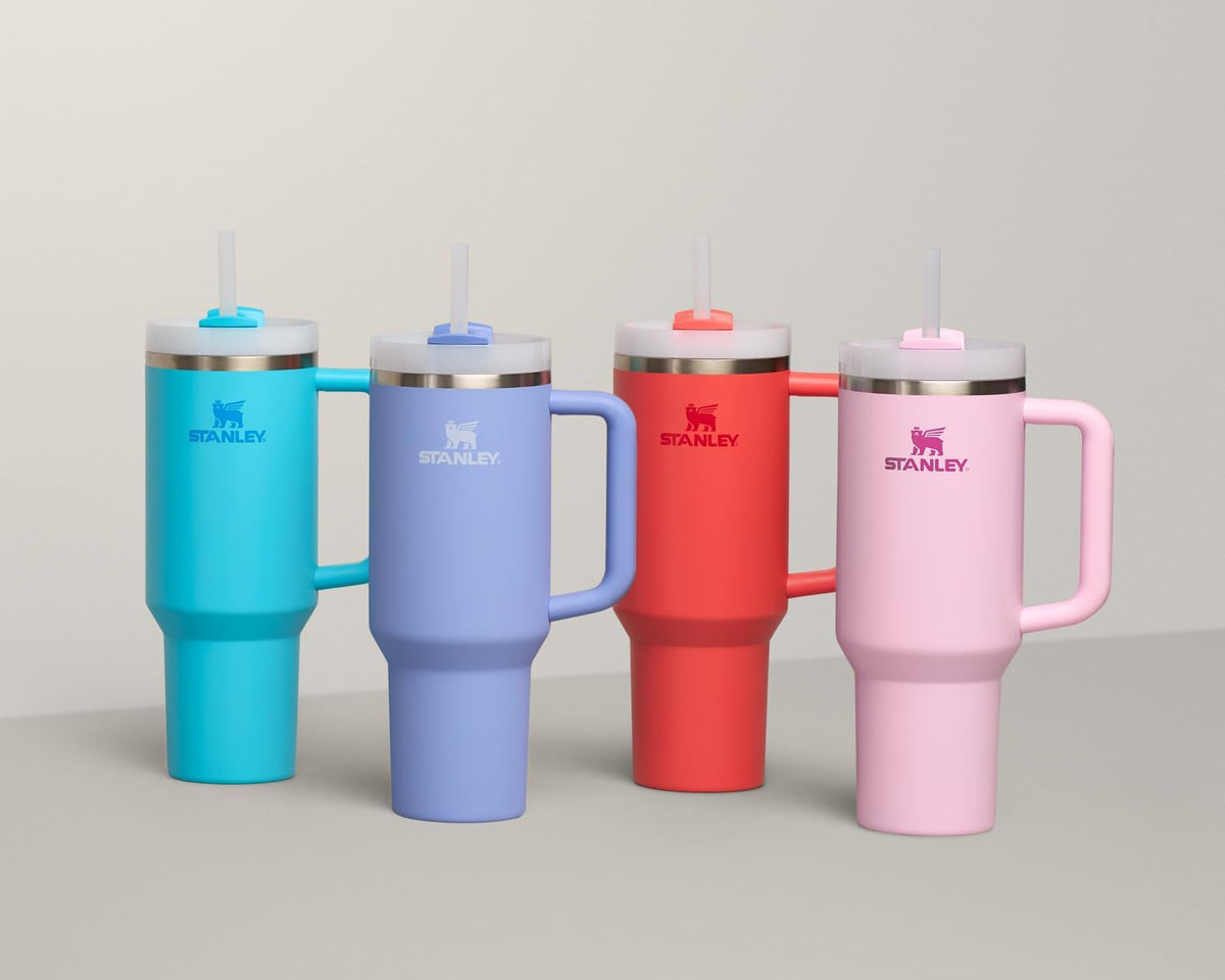 Stanley Quencher H2.0 Tumbler with Handle and Straw 30 oz Flowstate 3-Position Lid Cup Holder Compatible for Travel Insulated Stainless Steel Cup BPA-Free Cherry Blossom - PuriLite