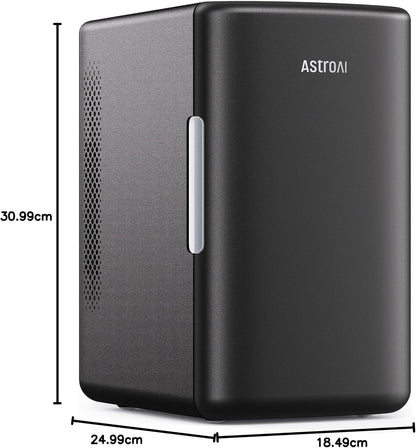 AstroAI Mini Fridge 2.0 Gen, 6 Liter/8 Cans Makeup Skincare Fridge 110V AC/ 12V DC Portable Thermoelectric Cooler and Warmer Little Tiny Fridge for Bedroom, Cosmetics (Dark Black) - PuriLite