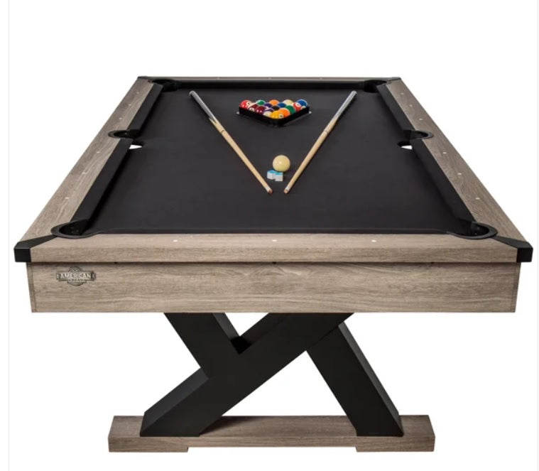 American Legend 90 in. Kirkwood Pool Rustic Finish Modern Billiard Table - PuriLite