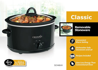 Crock-Pot 7-Quart Oval Manual Slow Cooker | Stainless Steel (SCV700-S-BR) - PuriLite
