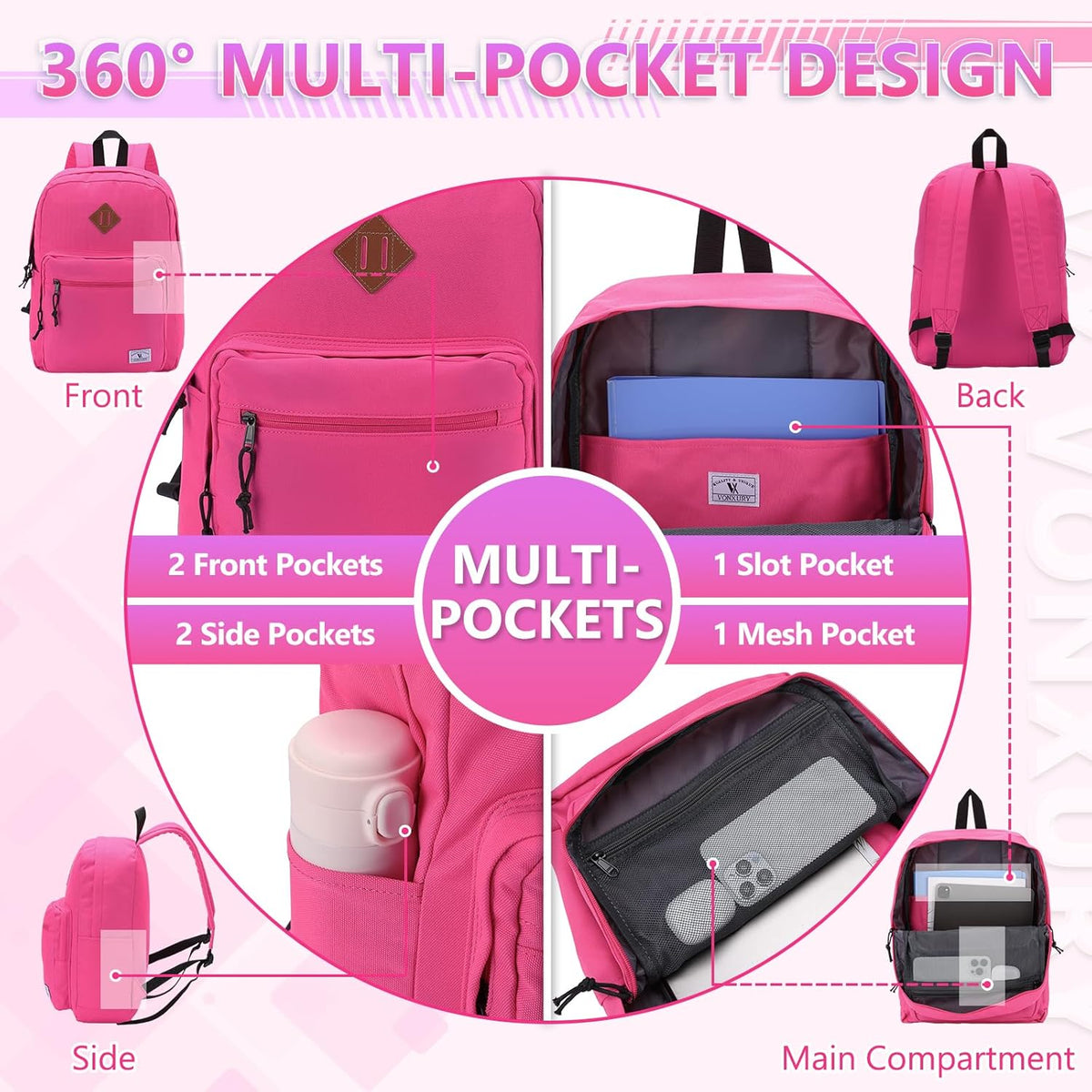 School Backpack for Kids,Lightweight Water Resistant Work Travel Backpack for Women Men Teens VONXURY - PuriLite