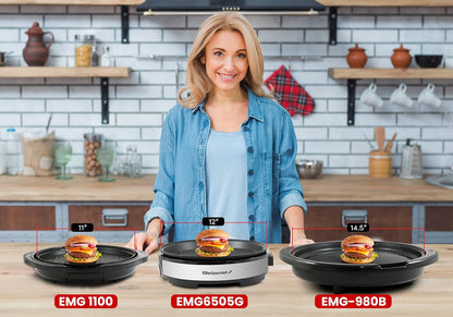 Elite Gourmet EMG6505G Smokeless Indoor Electric BBQ Grill with Glass Lid, Dishwasher Safe, PFOA-Free Nonstick, AdjCatable Temperature, Fast Heat Up, Low-Fat Meals Easy to Clean Design - PuriLite
