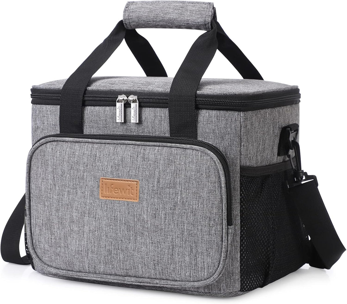Lifewit Large Lunch Bag for Adults, 24-Can 15L Insulated Lunch Box Leakproof Soft Cooler Cooling Tote for Men Women, Waterproof Reusable Cooler Bags for Work Office Outdoor Picnic Camping, Black - PuriLite