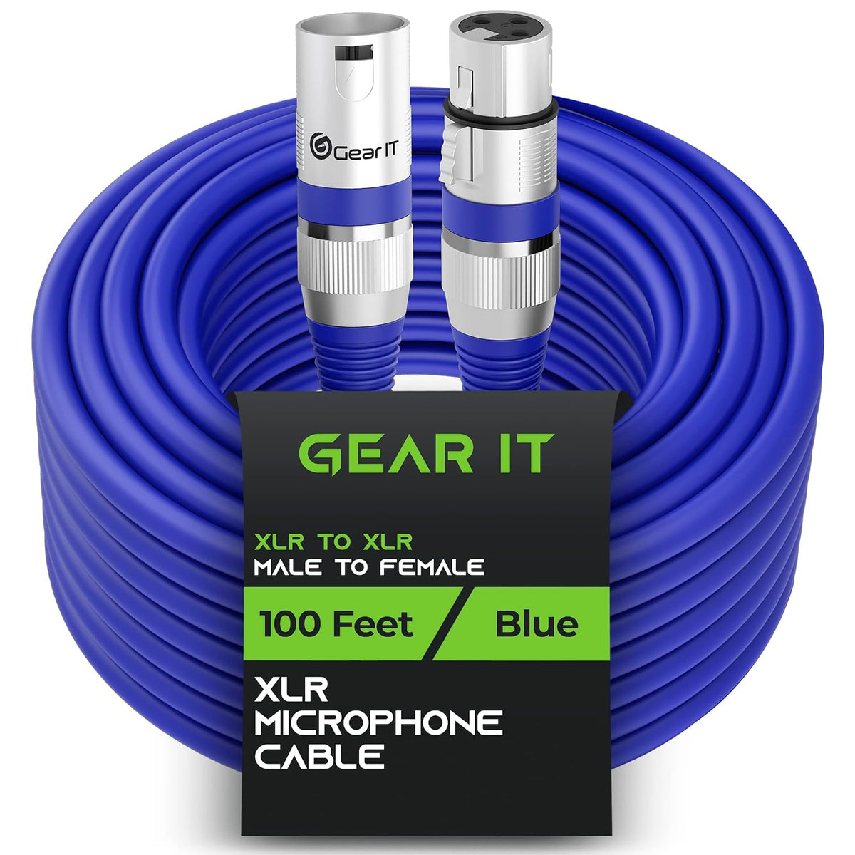 GEARit XLR Male to Female Microphone Cable (10 Feet, 6-Pack) 3-Pin Balanced Shielded Mixer, Recording Studio, Podcast - Black - PuriLite