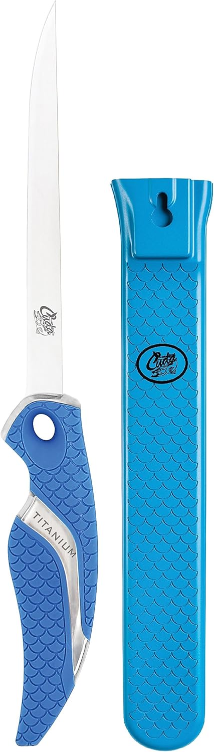 Cuda 9'' Titanium Fillet Knife with Sheath (18143) Blue - PuriLite