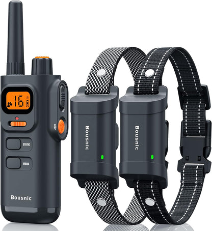 Bousnic Dog Training Collar with Remote - 4000ft Waterproof Dog Shock Collars 2 Dogs for Large Medium Small Dogs Rechargeable E Collars for Dogs Training with Beep Vibration Humane Shock(1-16) Mode - PuriLite