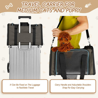 X-ZONE PET Airline Approved Pet Carriers,Soft Sided Collapsible Pet Travel Carrier for Medium Cats and Puppy - PuriLite
