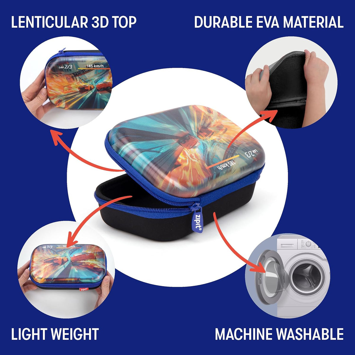ZIPIT 3D Pencil Box for Kids | Lenticular Pencil Case for School | Large Capacity Pencil Pouch for Girls and Boys - PuriLite