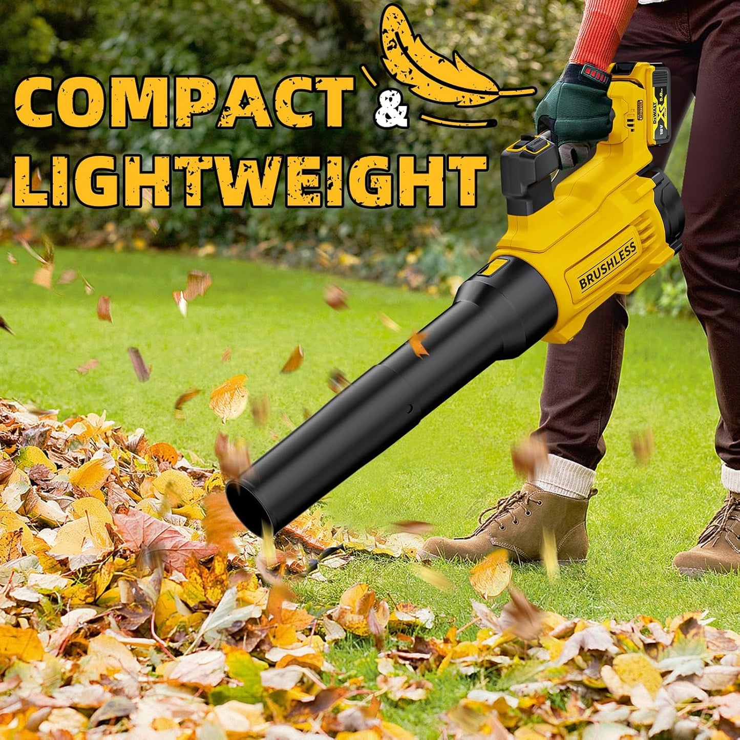 Nelhalt 20V Cordless Leaf Blower, Max 160 MPH Compatible with DeWALT 20V Max Battery, Compact and Lightweight Design, Electric Blower for Lawn Care, Yard, Tool Only - PuriLite