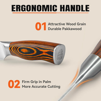 TUO Boning Knife - Razor Sharp Fillet Knife - High Carbon German Stainless Steel Kitchen Cutlery - Pakkawood Handle - Luxurious Gift Box Included - 7 inch - Fiery Phoenix Series - PuriLite