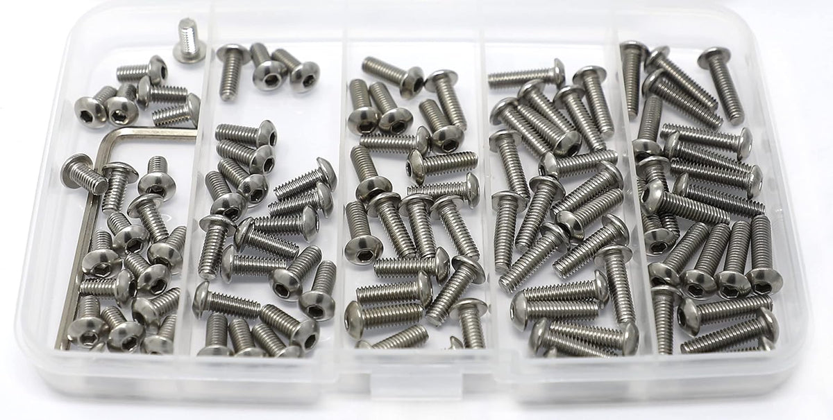 iexcell 50 Pcs M6 x 20mm Thread Pitch 1 mm Stainless Steel 304 Hex Socket Button Head Cap Screws Bolts Kit - PuriLite