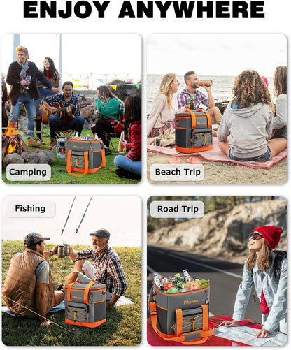 Fitense Soft Cooler Bag Insulated 50 Cans/33L, 27 Cans/20L Camping Cooler 4-Layer Leakproof, Collapsible Portable Lunch Cooler for Beach, Travel, Picnic, Grocery, Kayaking - PuriLite