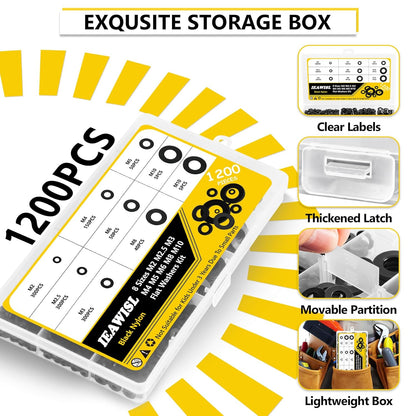 1050Pcs Flat Washers Set, 304 Stainless Steel Flat Washers for Screws, Assorted Sizes (M2 M2.5 M3 M4 M5 M6 M8 M10 M12) for Industrial Use - PuriLite