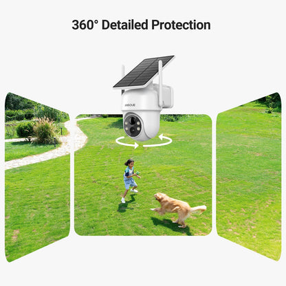 ANSQUE Solar Security Cameras Wireless Outdoor, 4-Cam Kit, No Monthly Fee, 2K Color Night Vision with Solar Panel, Local Storage, 360° View, Auto Tracking - PuriLite
