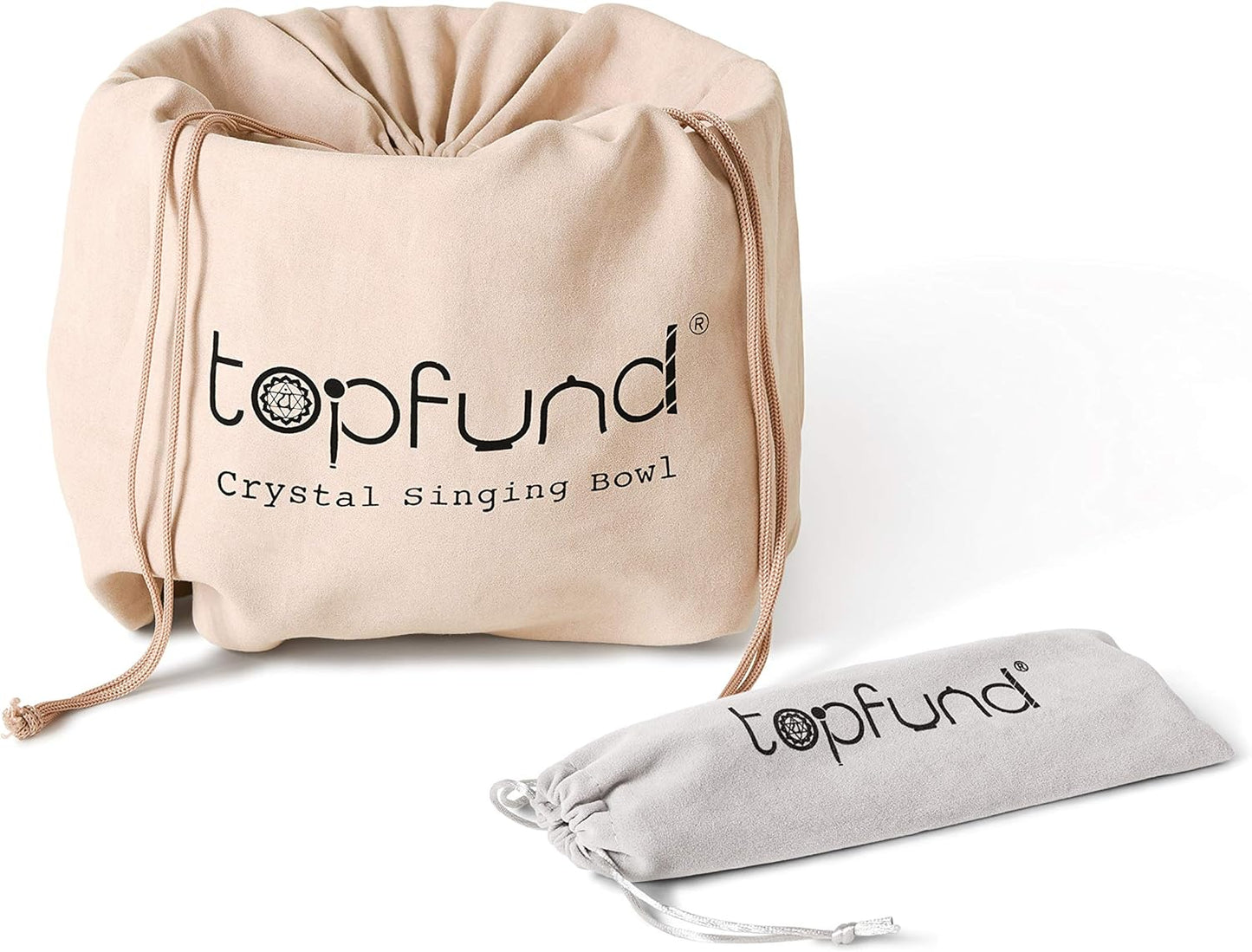 TOPFUND F Note Crystal Singing Bowl Heart Chakra 8 inch with Heavy Duty Carrying Case and Suede Striker - PuriLite
