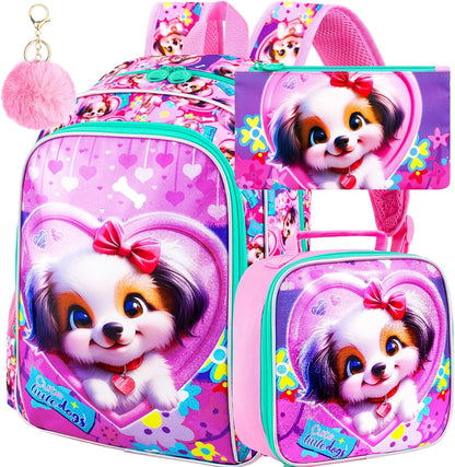 3pcs Backpack for Boys and Girls, 16” Kids Kindergarten Bookbag with Lunch Box, Cute Elementary Backpacks for Boy Girl - PuriLite