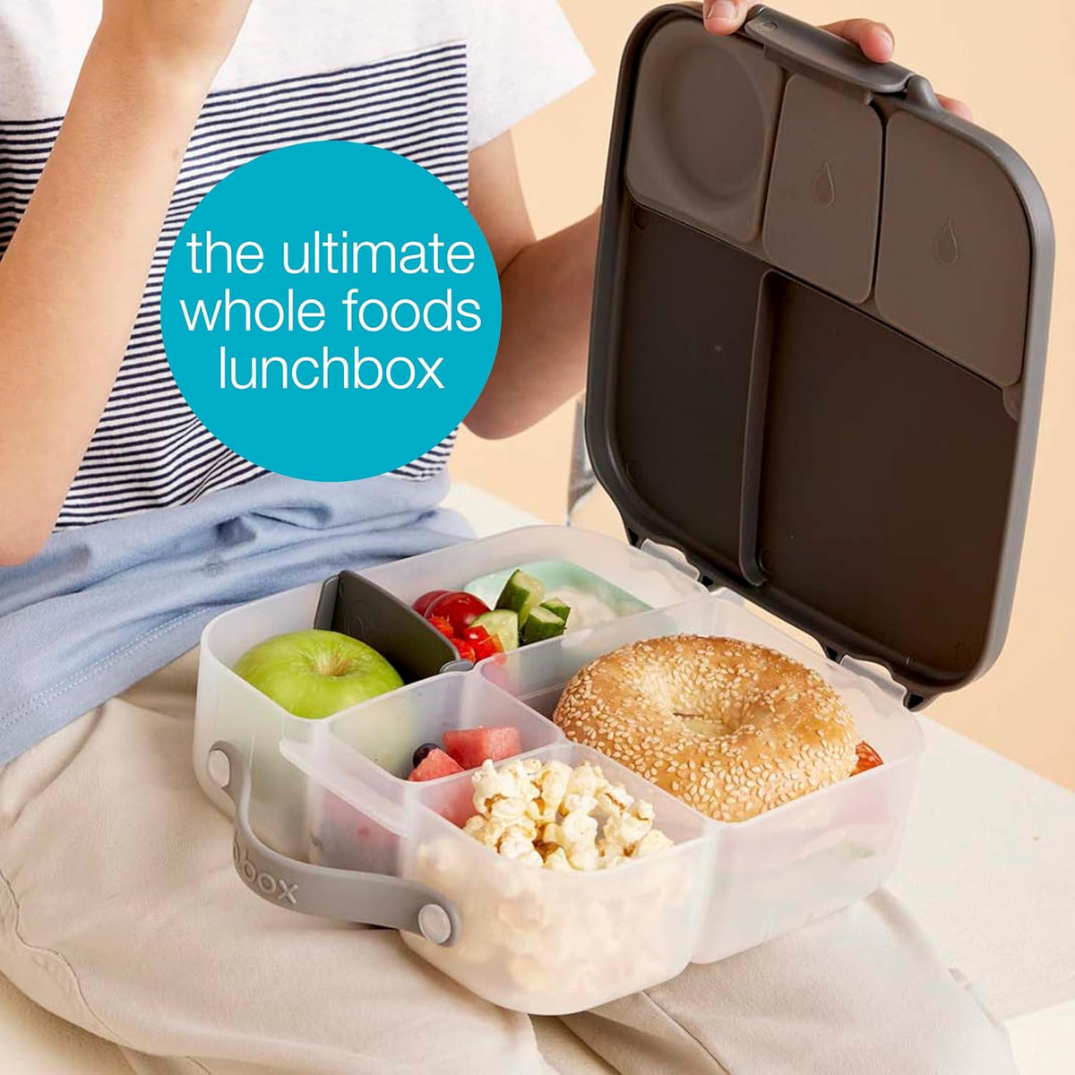 b.box 5-Compartment bento Style Lunch Box for Kids, Toddlers, Childrens, BPA-Free Food Storage Container with Cooler Pack, ON-The-GO Food Box with Handles Included Custom Divider, Lemon Twist - PuriLite