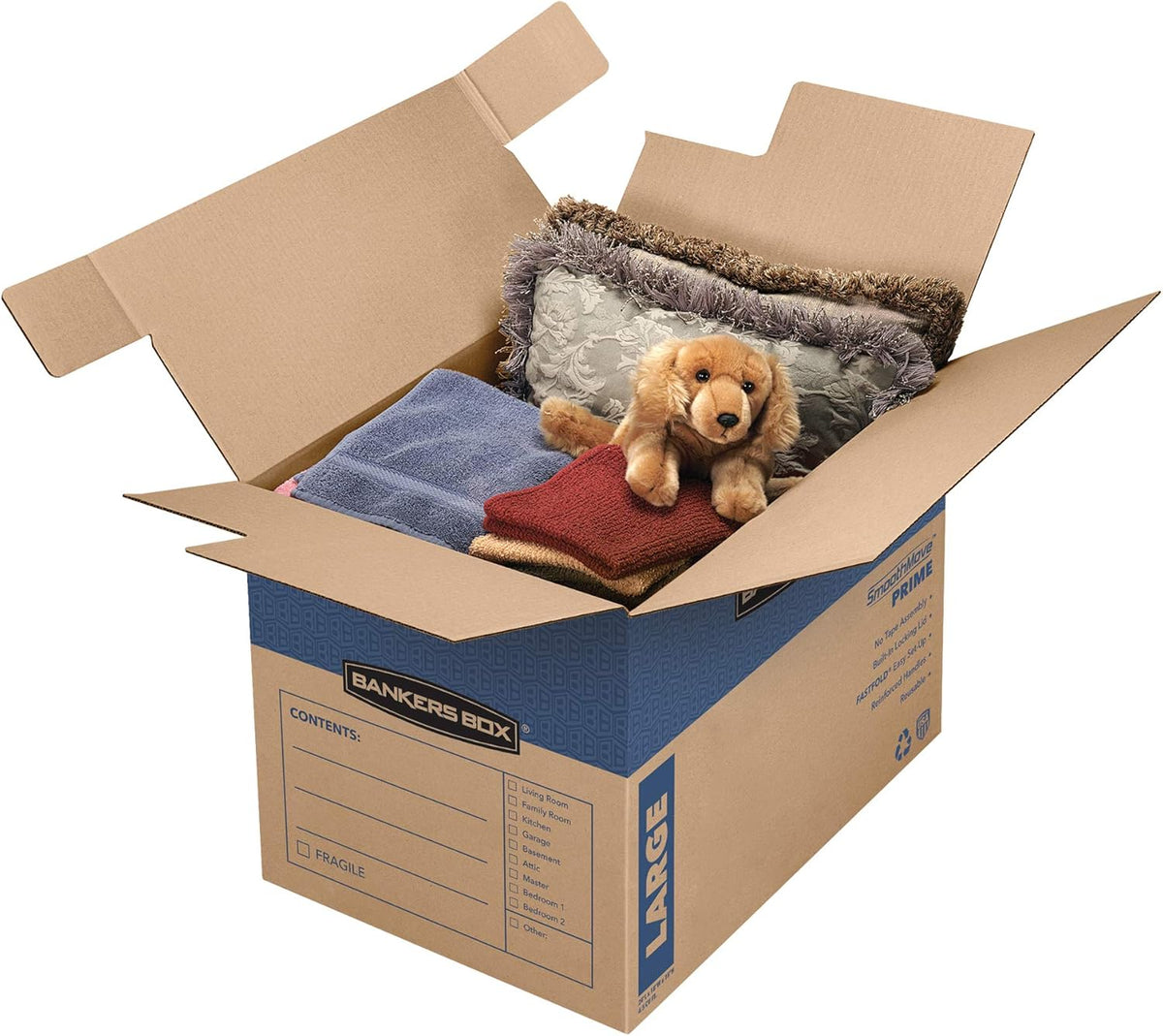 Bankers Box SmoothMove Classic Moving Kit Boxes, Tape-Free Assembly, Easy Carry Handles, 8 Small 4 Medium, 12 Pack(7716403) - PuriLite