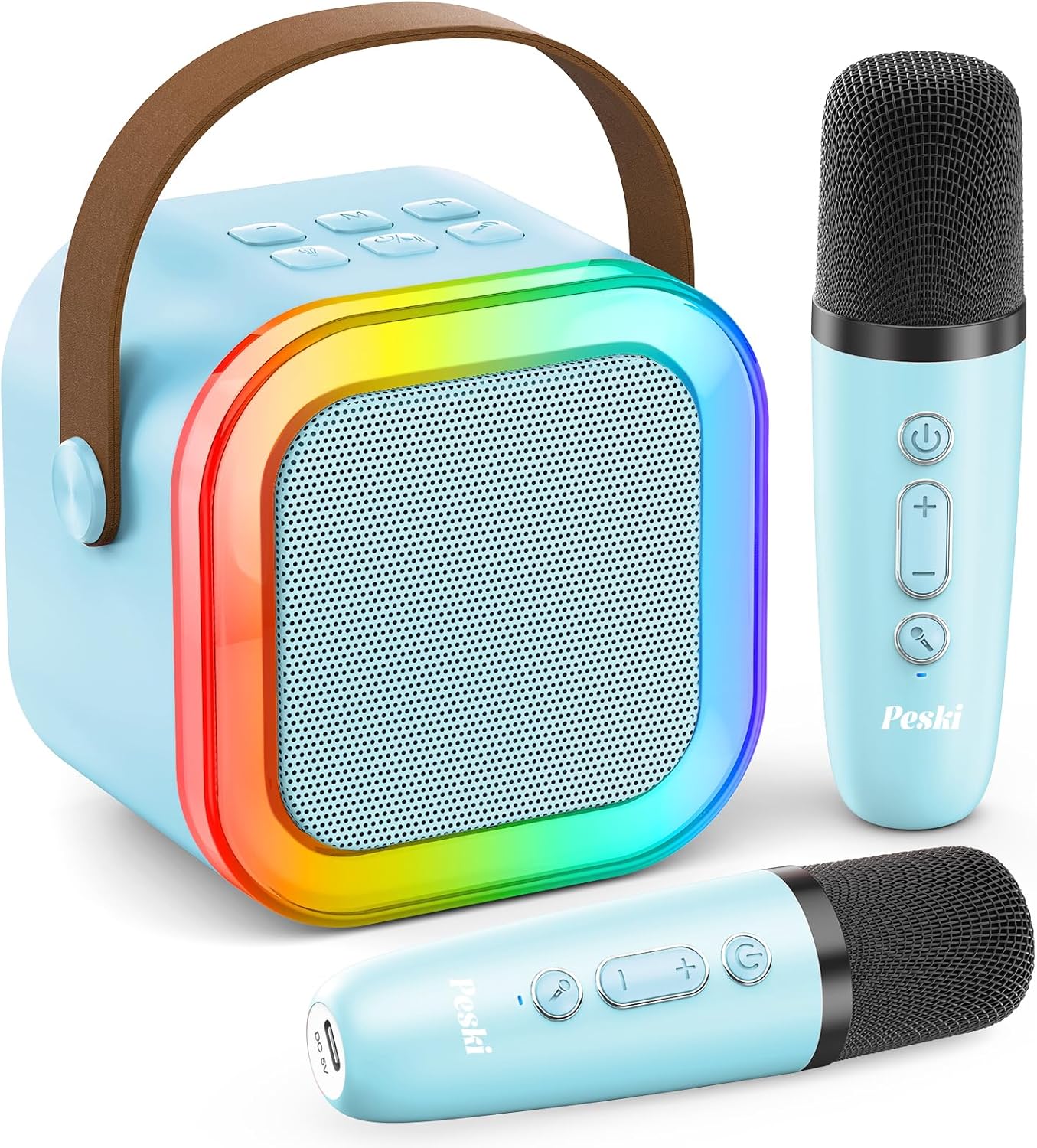 Karaoke Machine for Kids Adults, Portable Bluetooth Mini Karaoke Microphone Singing Speaker Karaoke Player with 2 Wireless Mic Toys for All Smartphones,Birthday, Family,Home Party (Purple) - PuriLite