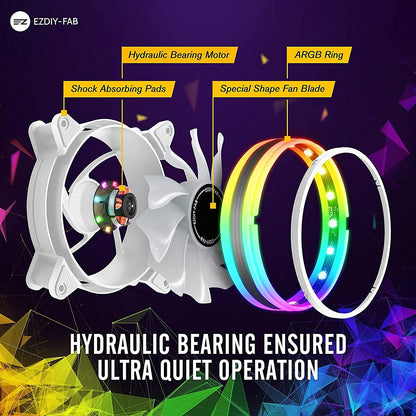 EZDIY-FAB Moonlight 120mm RGB Case Fan with Fan Hub X and Remote,Motherboard Aura SYNC,Speed Control,Addressable Fan for PC Case-3 Pack - PuriLite